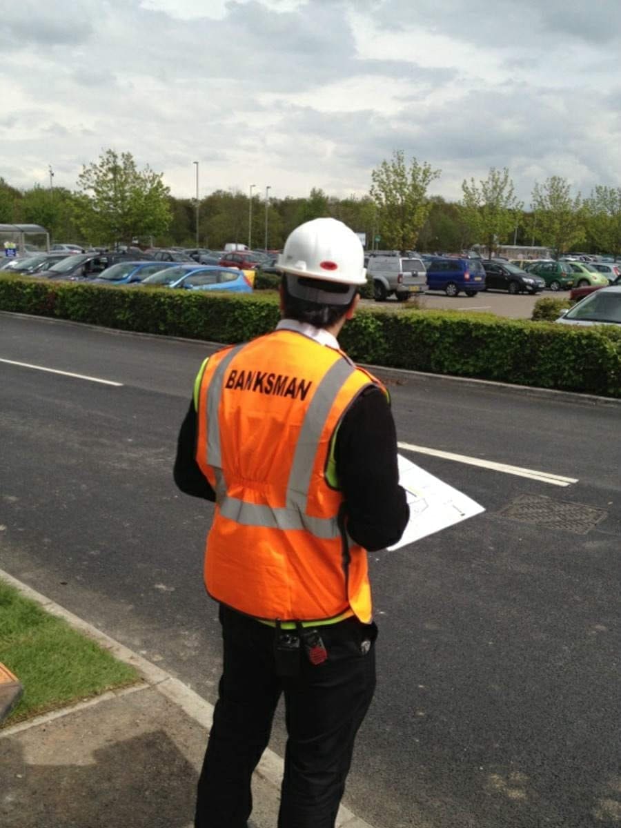 Traffic marshall banksman manned guard